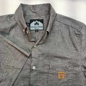 Coalatree Shirt Mens Small Travel Shirt Gray Button Front Top Short Sleeve USA